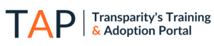 Logo with words reading Transparity's Training and Adoption Portal
