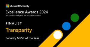 Transparity recognised as a Microsoft Security Excellence Awards finalist for Security MSSP of the Year